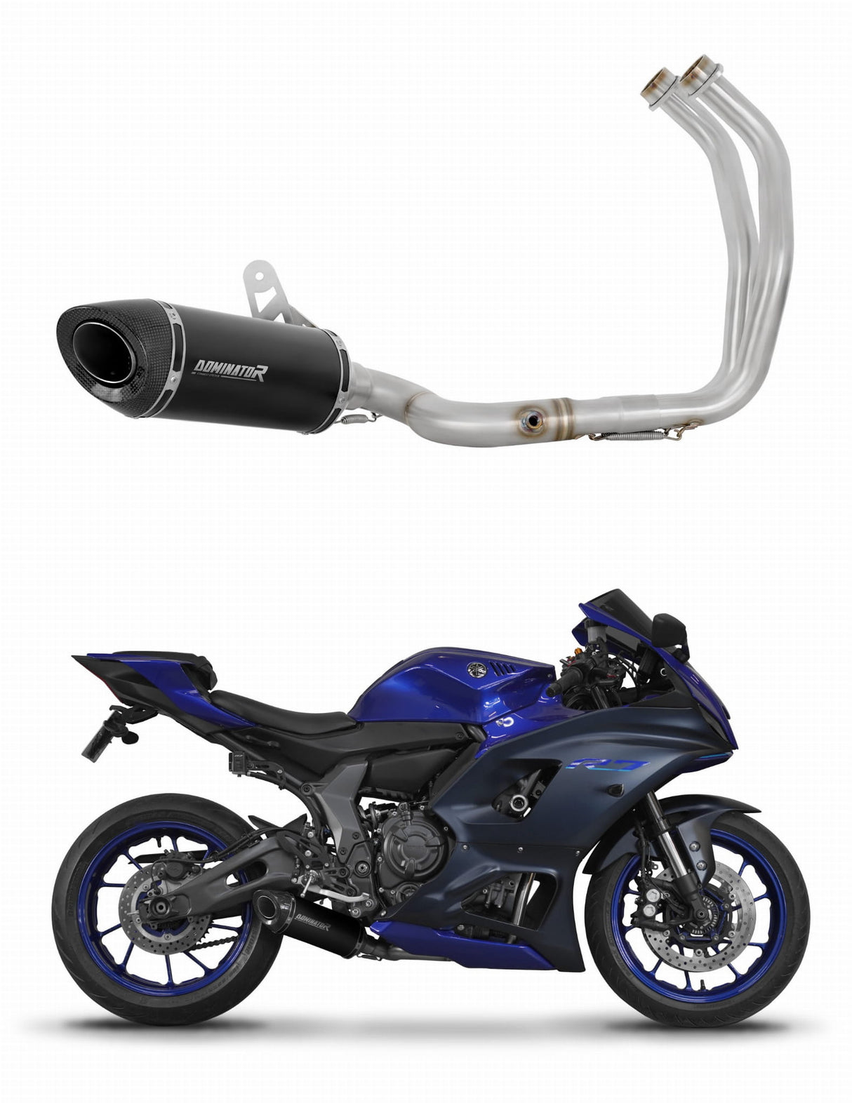 Yamaha YZF R7 2021 - 2024 Full Exhaust System Collector Silencer HP8 BLACK + dB killer 20 m.