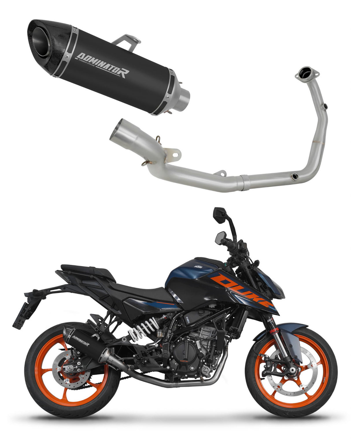 KTM 125 Duke 2024 Full Exhaust System Collector Silencer HP8 BLACK + dB killer 20 m.