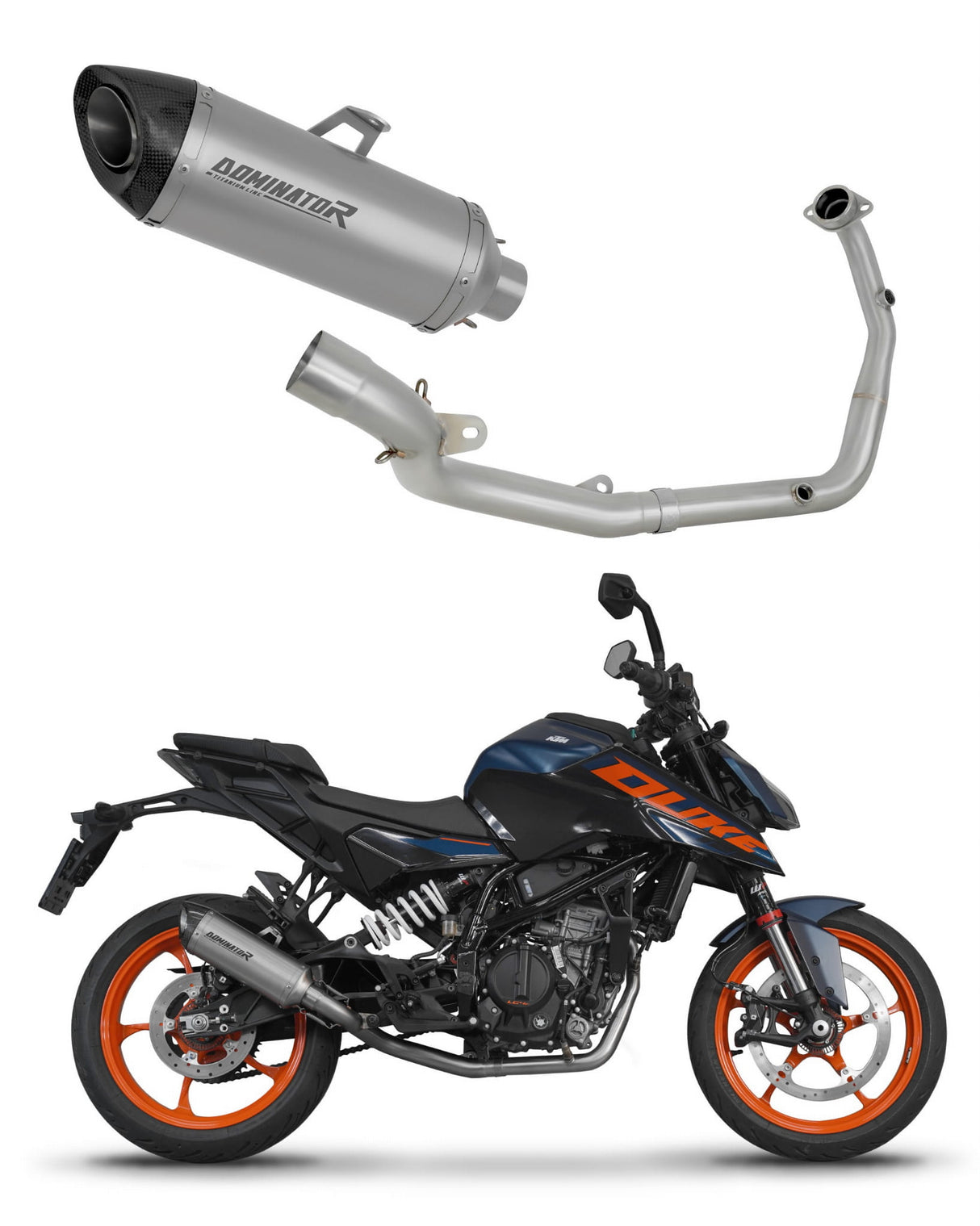 KTM 125 Duke 2024 Full Exhaust System Collector Silencer Titanium HP8 + dB killer 20 m.