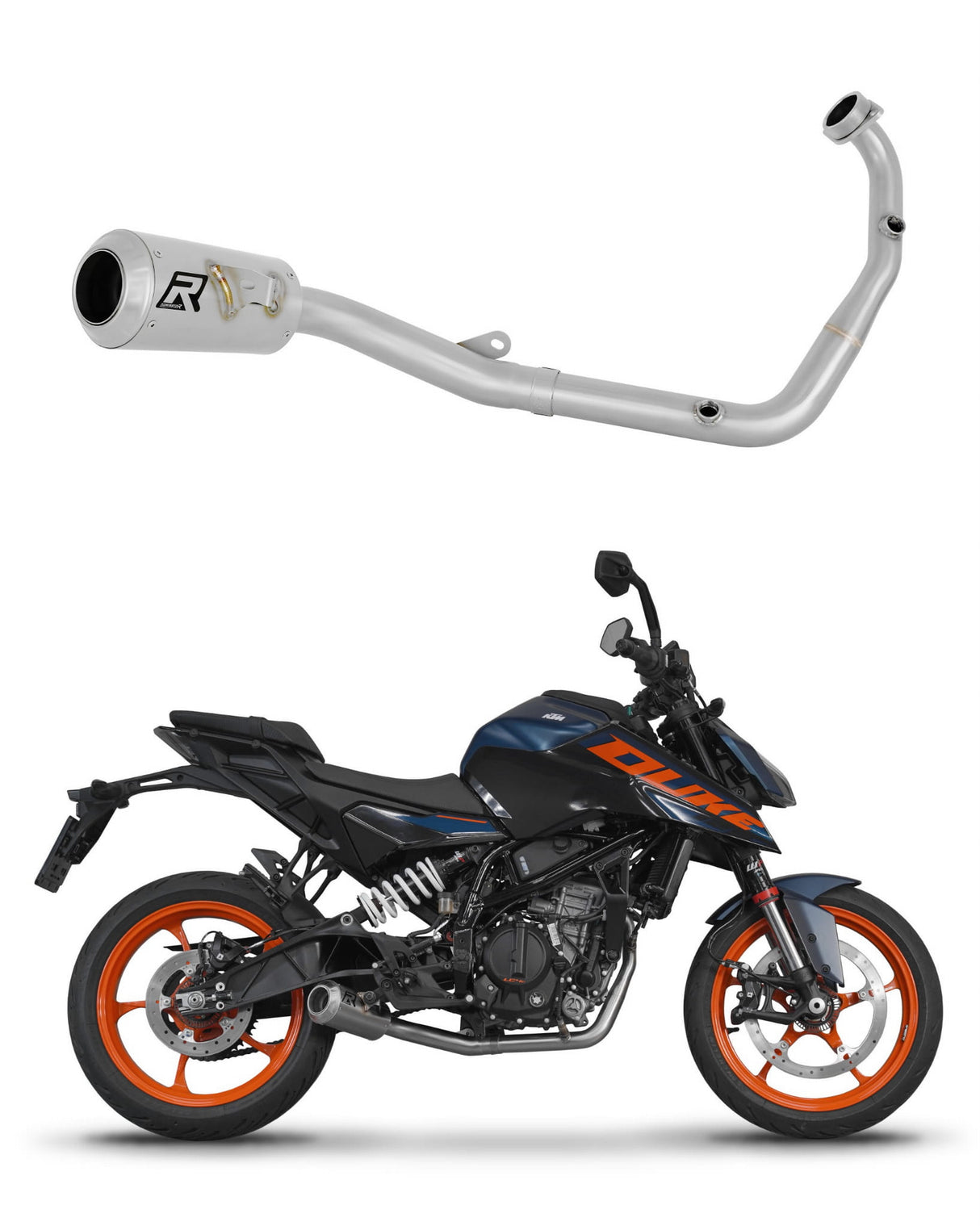 KTM 125 Duke 2024 Full Exhaust System Collector Silencer GPS + dB killer 20 m.