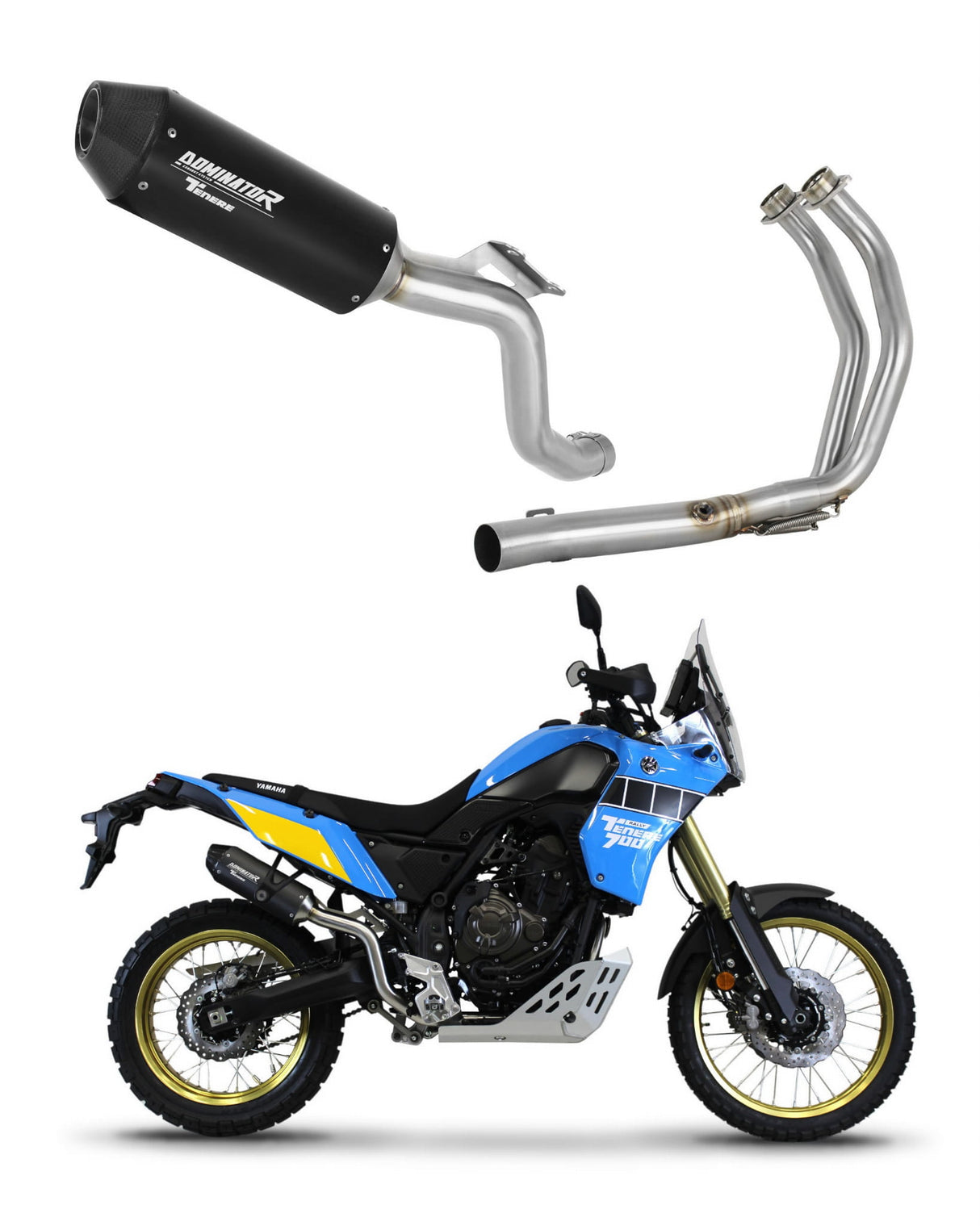 Yamaha Tenere 700 2019 - 2020 Full Exhaust System Collector Silencer MX2 BLACK + dB killer medium 20 m.