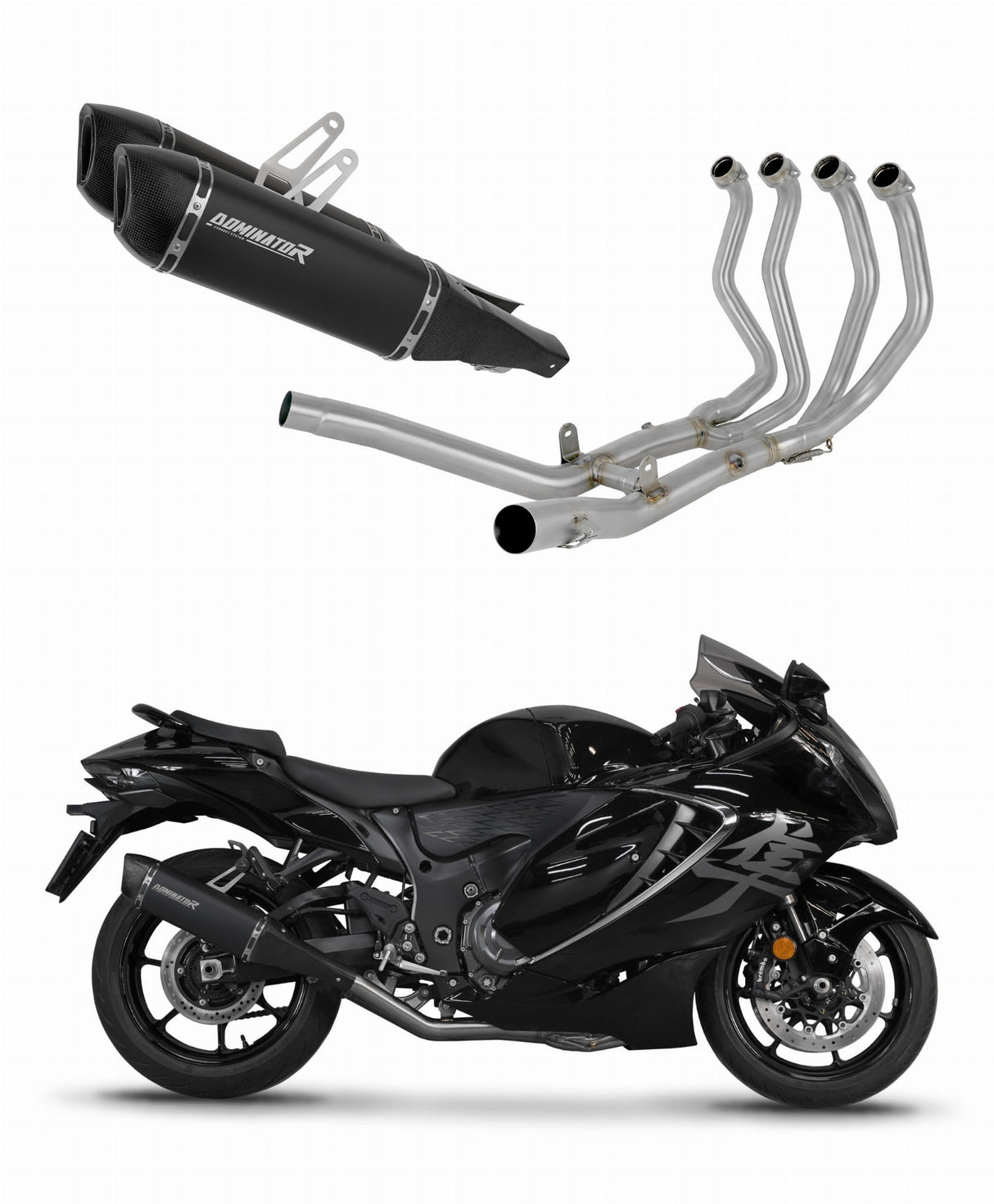 Suzuki GSX 1300 R Hayabusa 2021 - 2024 Full Exhaust System Collector Silencer HP6 BLACK 20 m.