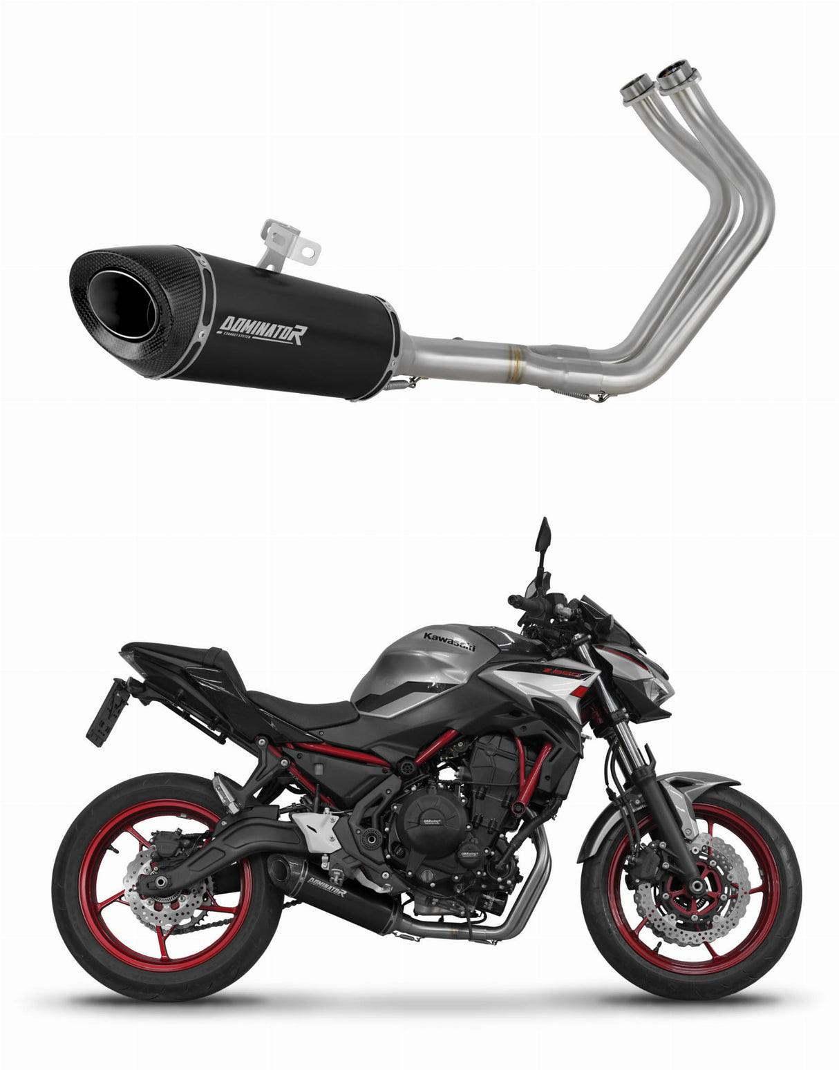 Kawasaki Ninja 650 2023 - 2025 Full Exhaust System Collector Silencer HP8 BLACK + dB killer 20 m.