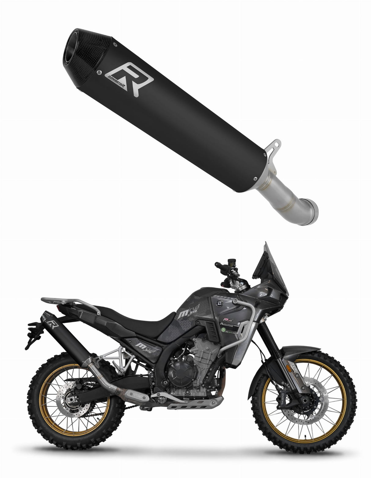 Kove 800 X Pro Adventure / Rally 2023 - 2025 Exhaust Silencer Muffler MX2 BLACK + dB killer 20 m.