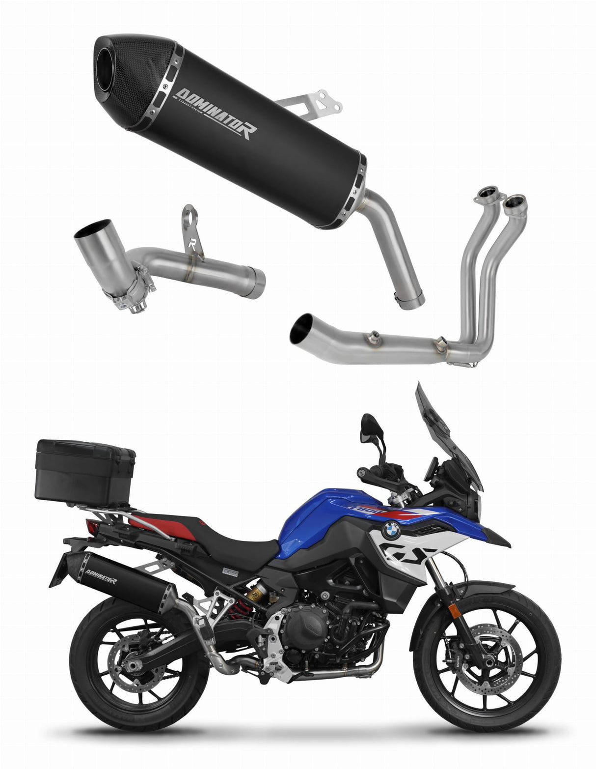 BMW F800GS 2024 Full Exhaust System Collector Silencer HP7 BLACK + dB killer 20 m.