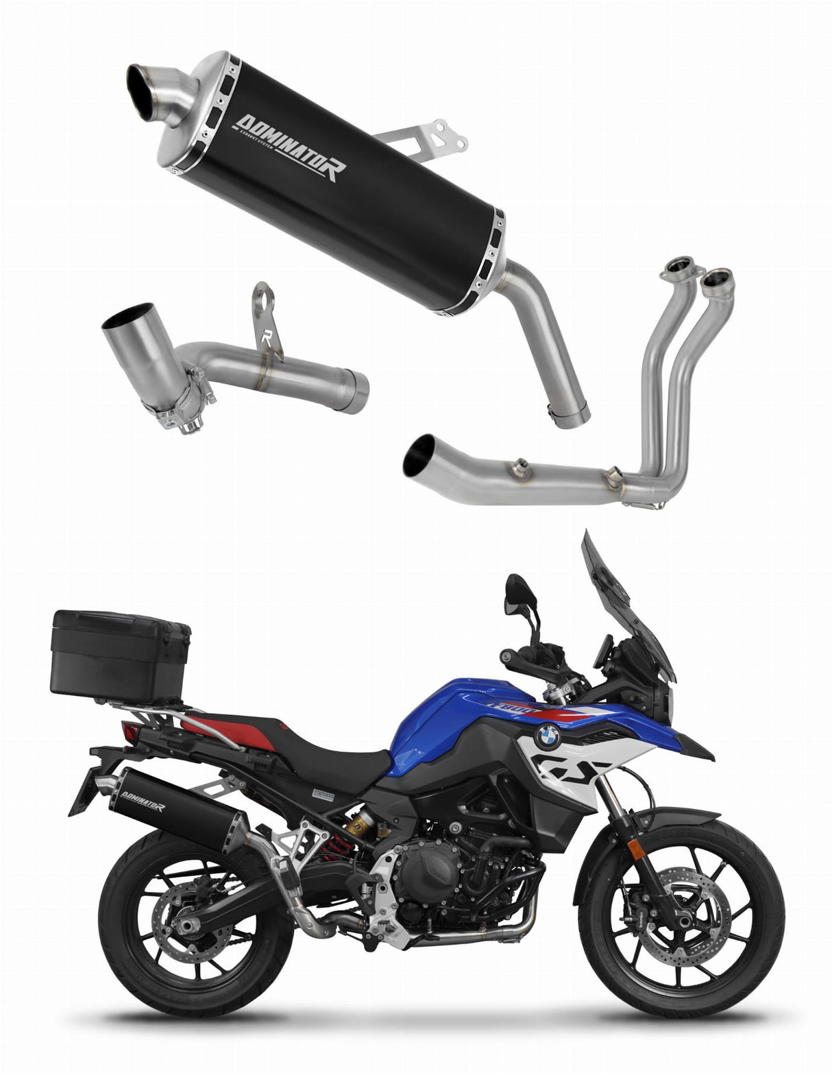 BMW F800GS 2024 Full Exhaust System Collector Silencer P7 BLACK + dB killer 20 m.