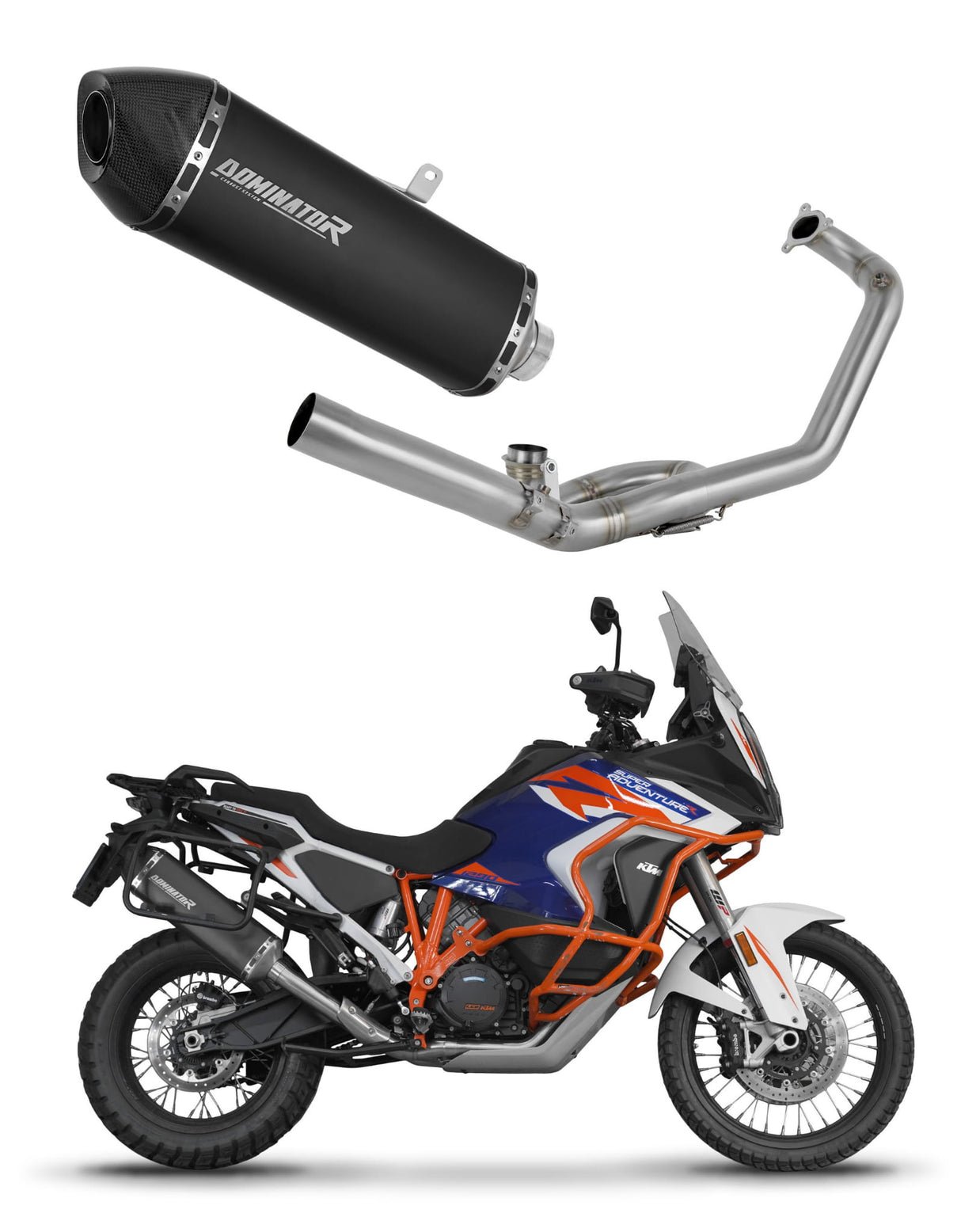 KTM 1290 Super Adventure 2021 - 2024 Full Exhaust System Collector Silencer HP7 BLACK + dB killer medium 20 m.