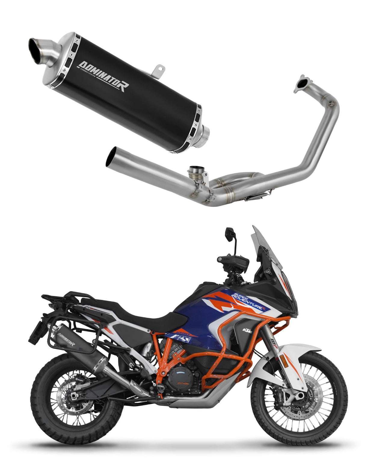 KTM 1290 Super Adventure 2021 - 2024 Full Exhaust System Collector Silencer P7 BLACK + dB killer medium 20 m.
