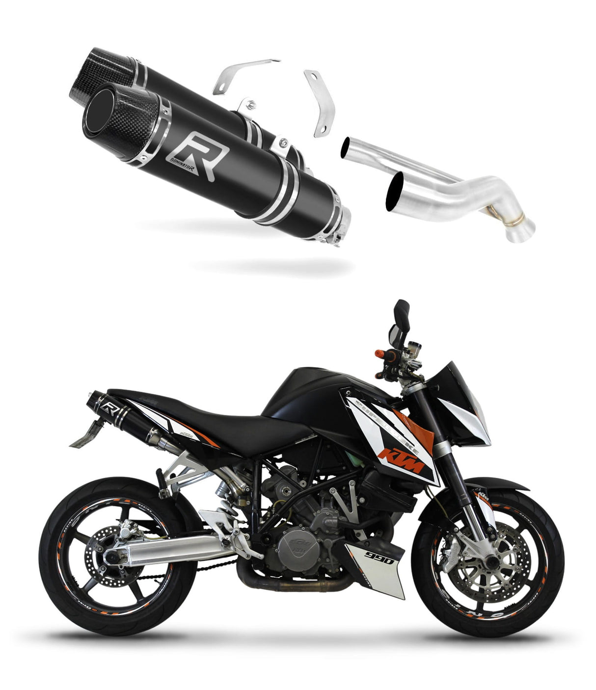 KTM 990 SUPER Duke 2005 - 2013 Exhaust Silencer Muffler HP3 BLACK + dB killer medium 20 m.