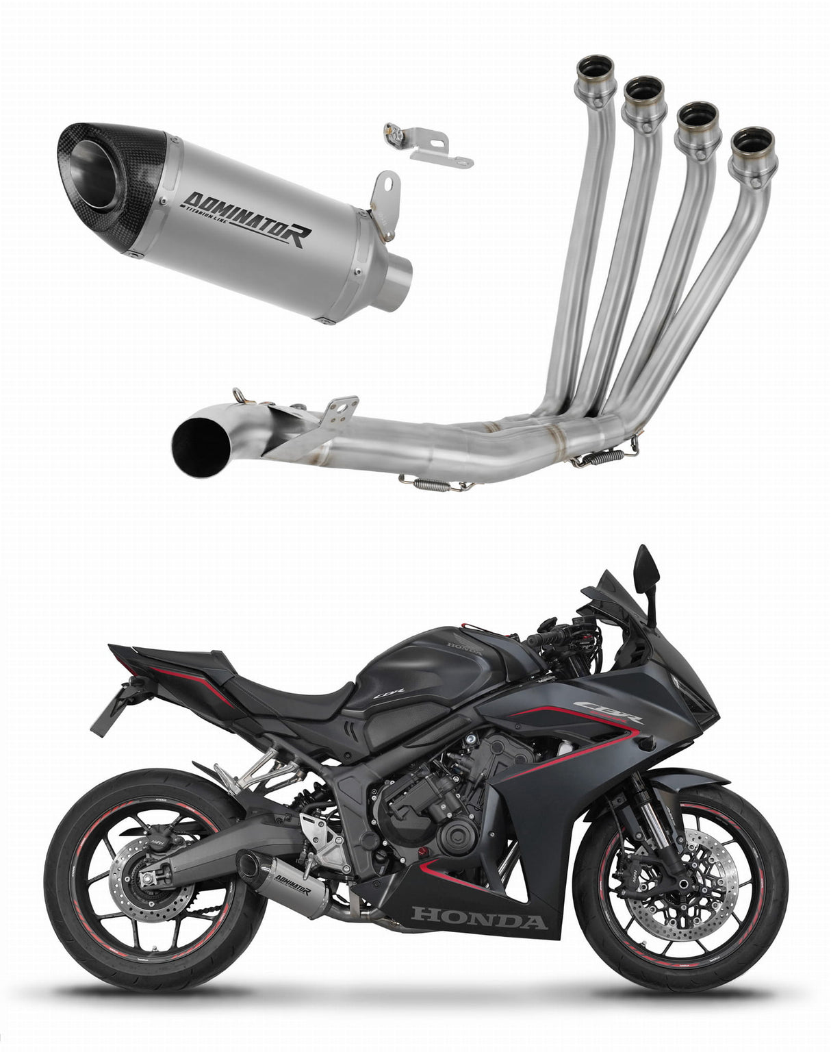 Honda CBR 650 R / E-Clutch 2024 - 2025 Full Exhaust System Collector Silencer Titanium HP8 + dB killer 20 m.