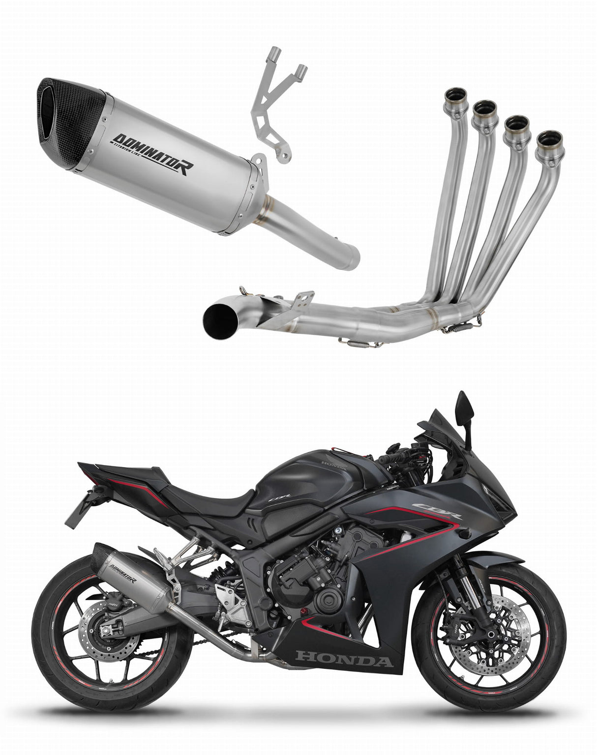Honda CBR 650 R / E-Clutch 2024 - 2025 Full Exhaust System Collector Silencer Titanium HP6 + dB killer 20 m.