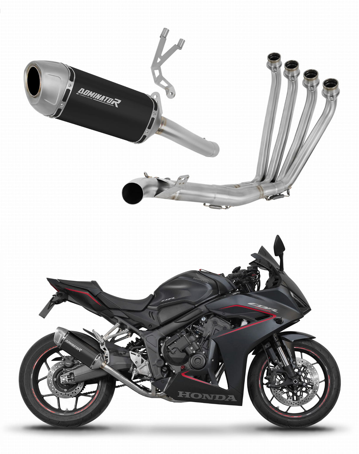 Honda CBR 650 R / E-Clutch 2024 - 2025 Full Exhaust System Collector Silencer S6 BLACK + dB killer 20 m.