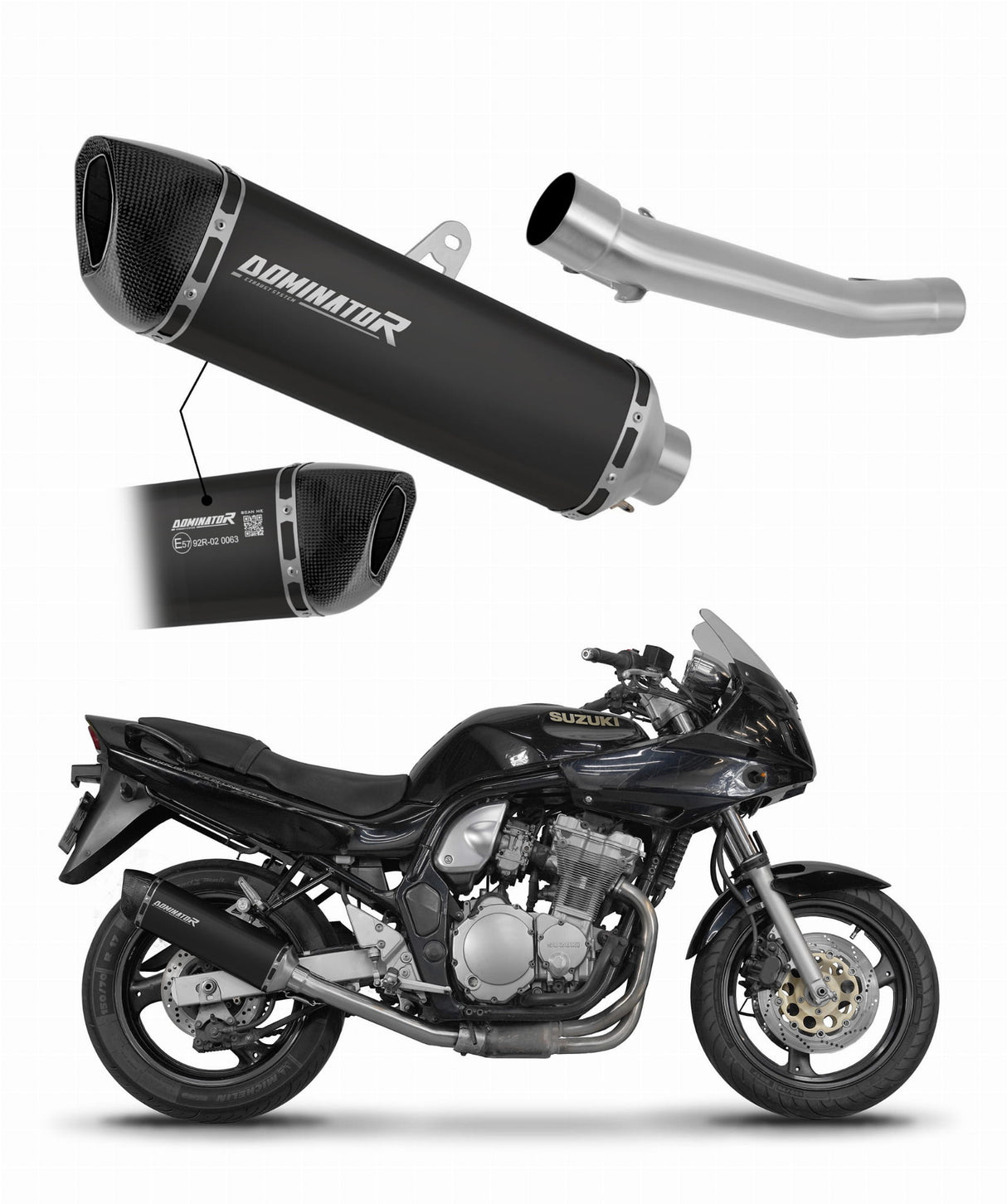 Suzuki GSF BANDIT N / S 600 1995 - 1999 EU Approved Exhaust Silencer HP6 BLACK 19 m.