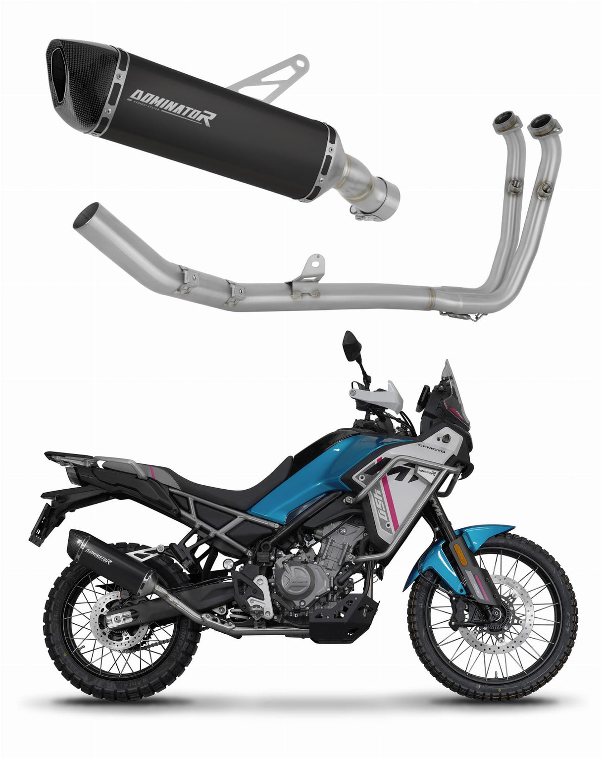 CF MOTO 450 MT 2024 Full Exhaust System Collector Silencer HP6 BLACK + dB killer 20 m.