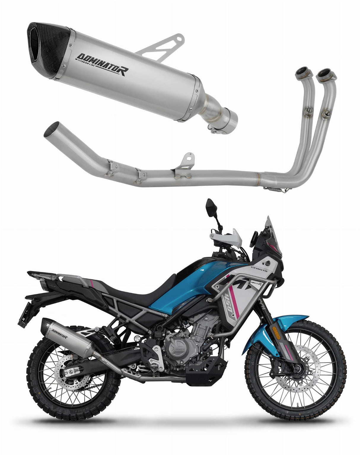 CF MOTO 450 MT 2024 Full Exhaust System Collector Silencer Titanium HP6 + dB killer 20 m.