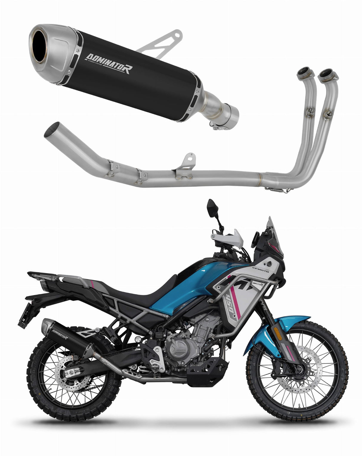 CF MOTO 450 MT 2024 Full Exhaust System Collector Silencer S6 BLACK + dB killer 20 m.