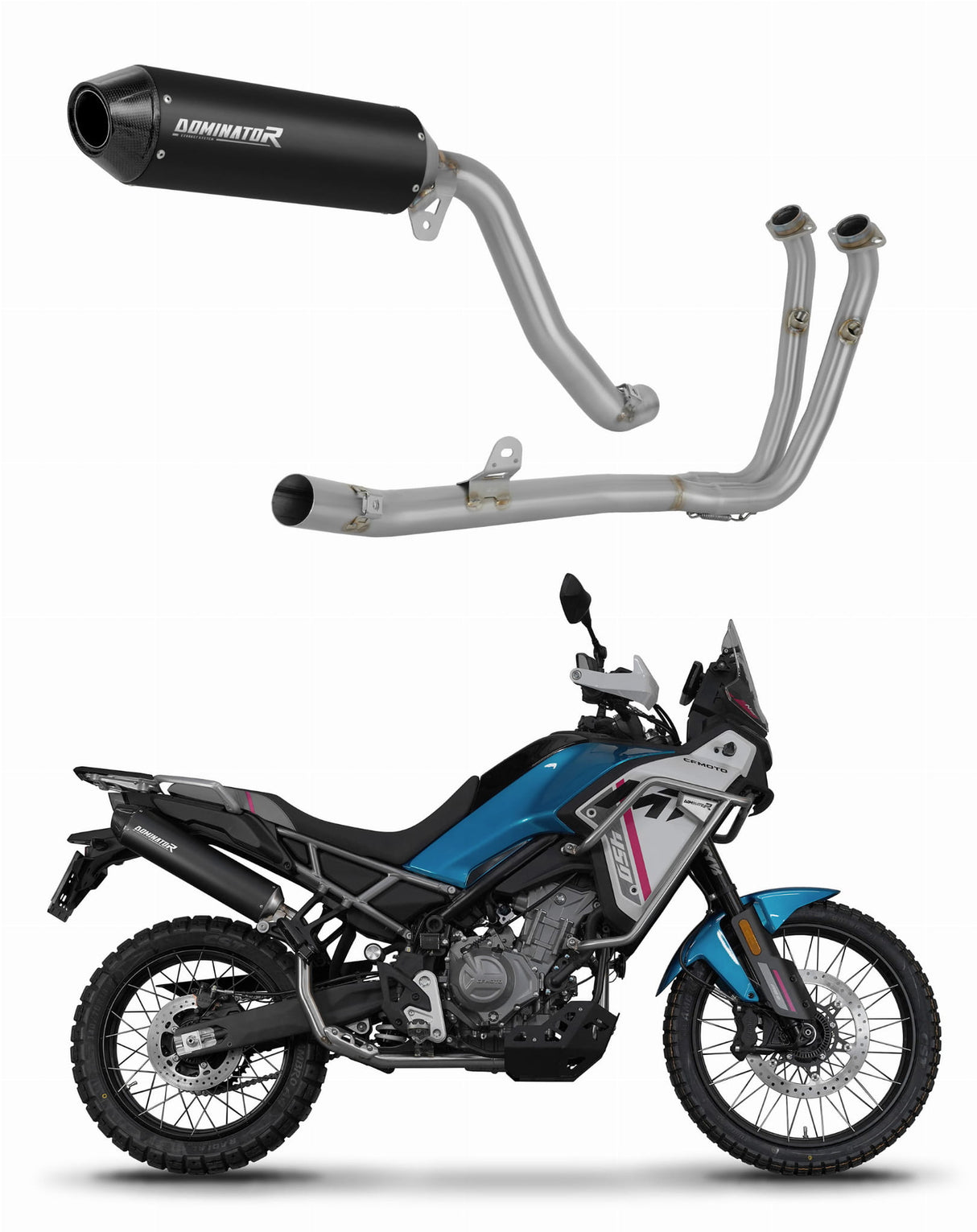 CF MOTO 450 MT 2024 Full Exhaust System Collector Silencer MX2 BLACK + dB killer 20 m.