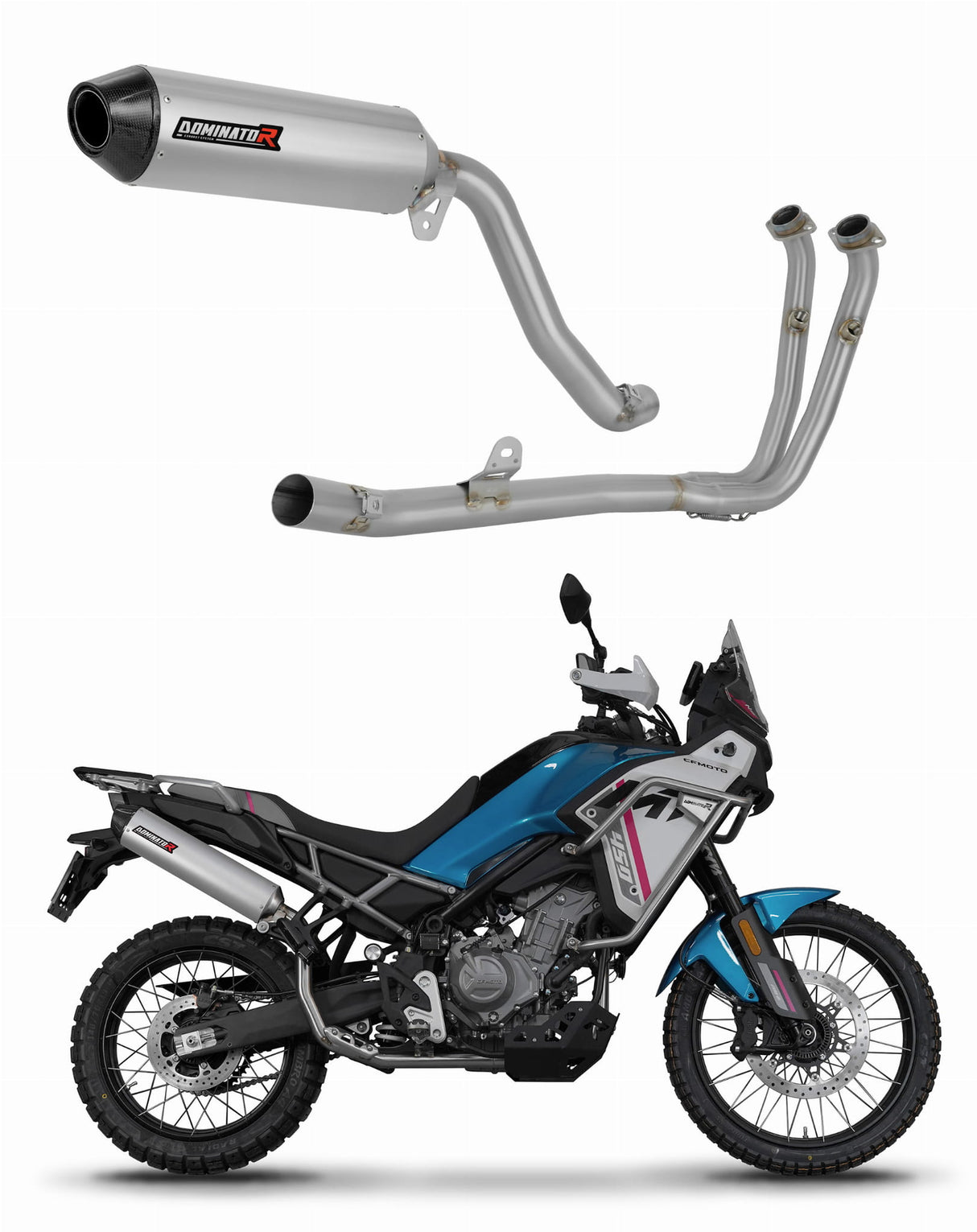 CF MOTO 450 MT 2024 Full Exhaust System Collector Silencer MX2 + dB killer 20 m.
