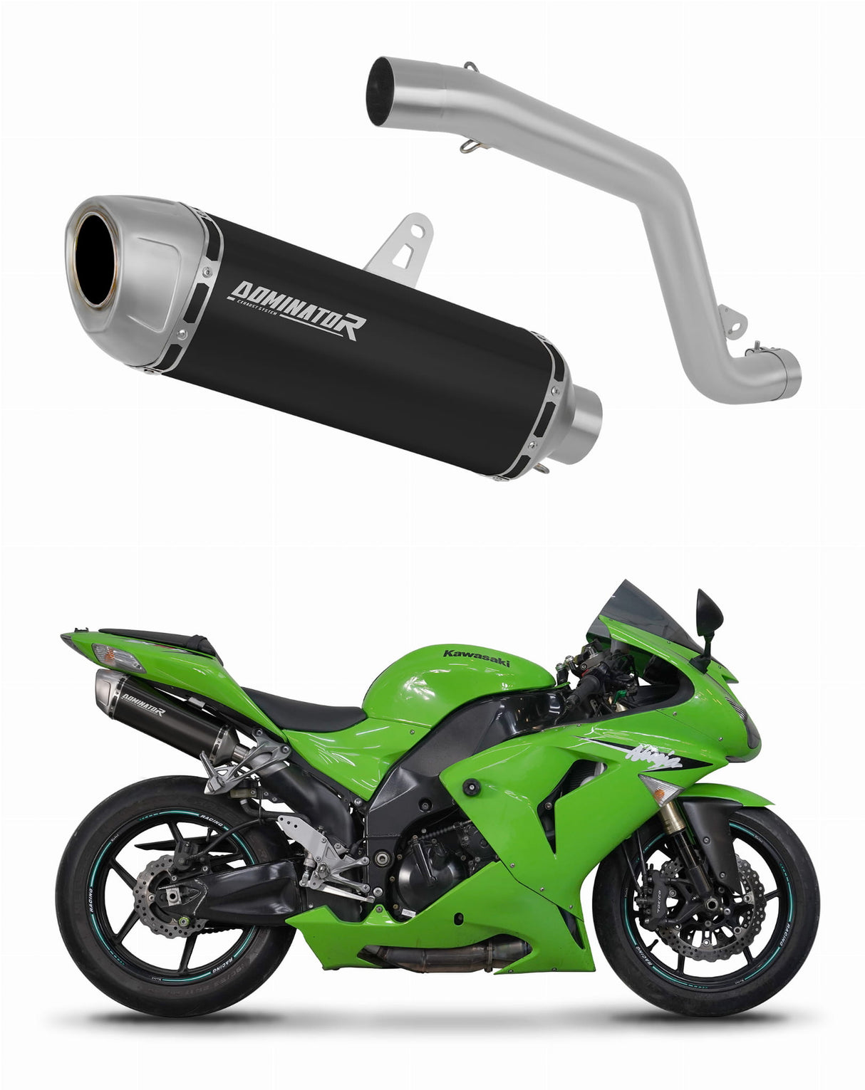Kawasaki ZX10R 2006 - 2007 Right Side Exhaust Silencer Muffler S6 BLACK + dB killer 20 m.