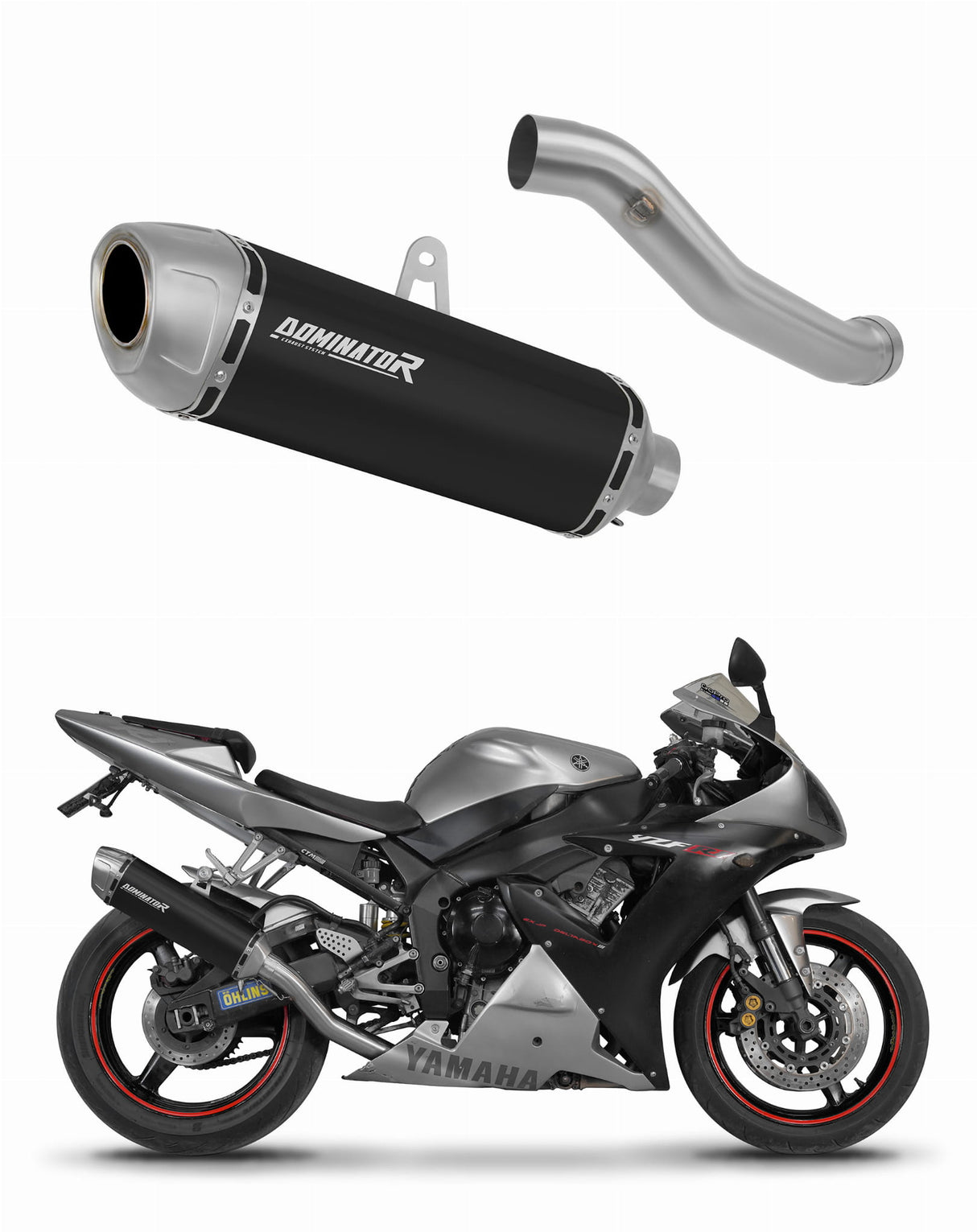 Yamaha YZF R1 1000 RN09 2002 - 2003 Exhaust Silencer Muffler S6 BLACK + dB killer 20 m.
