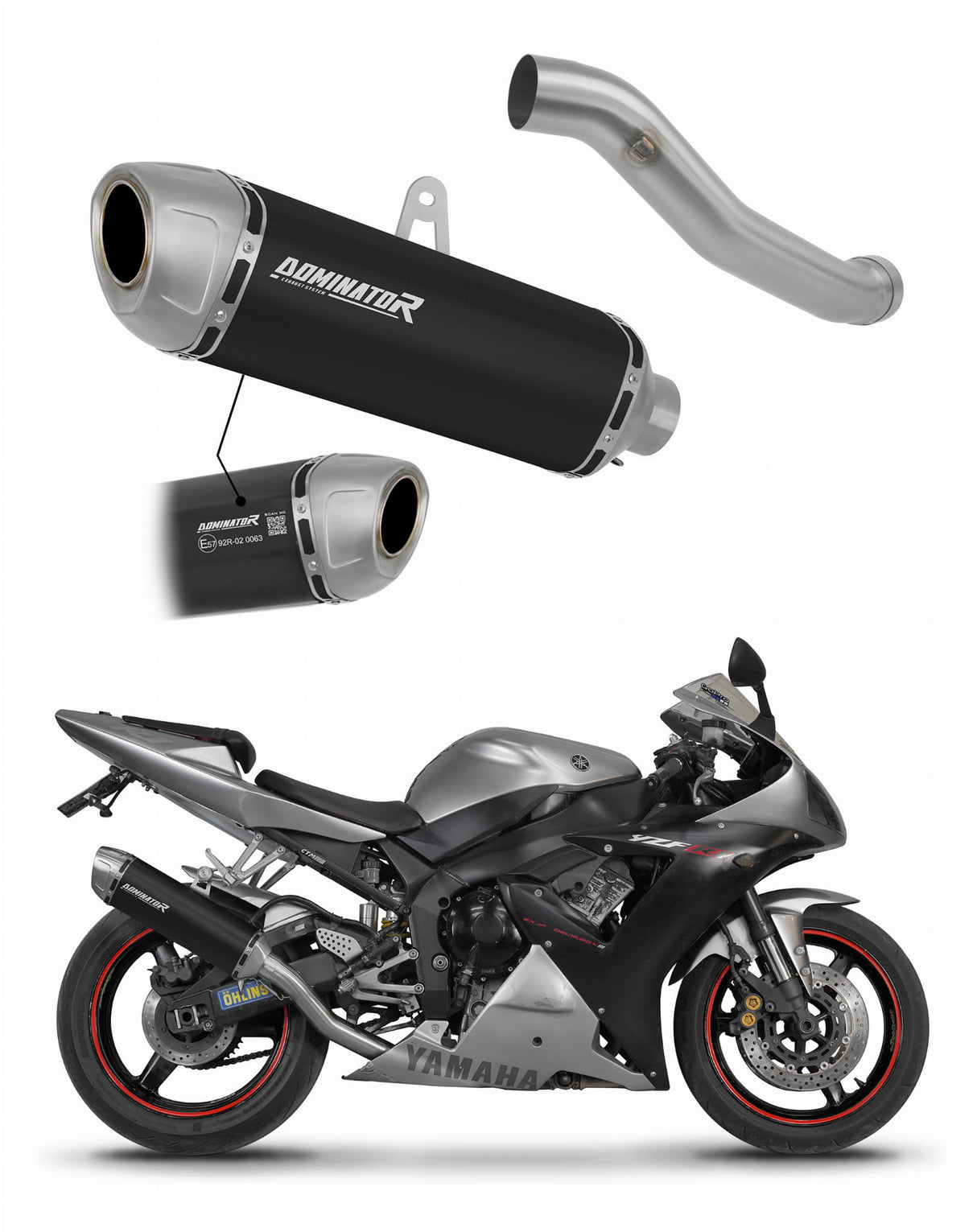 Yamaha YZF R1 1000 RN09 2002 - 2003 EU Approved Exhaust Silencer S6 BLACK 20 m.