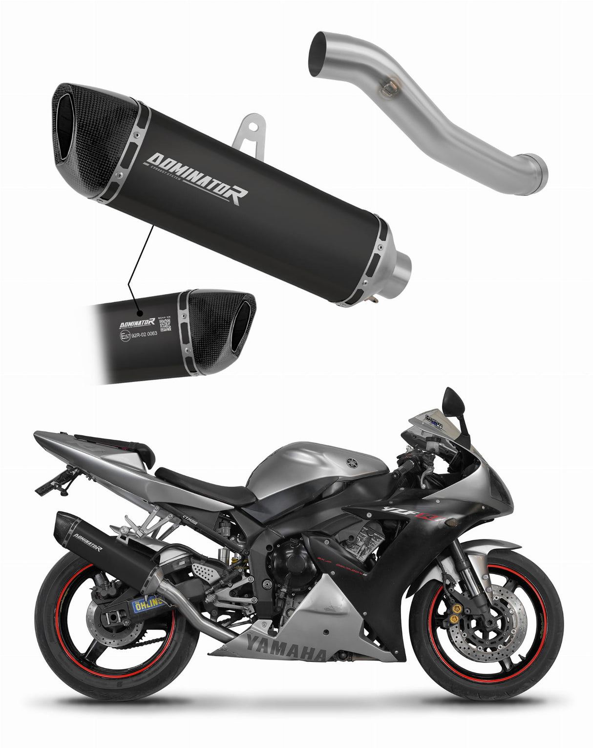 Yamaha YZF R1 1000 RN09 2002 - 2003 EU Approved Exhaust Silencer HP6 BLACK 20 m.