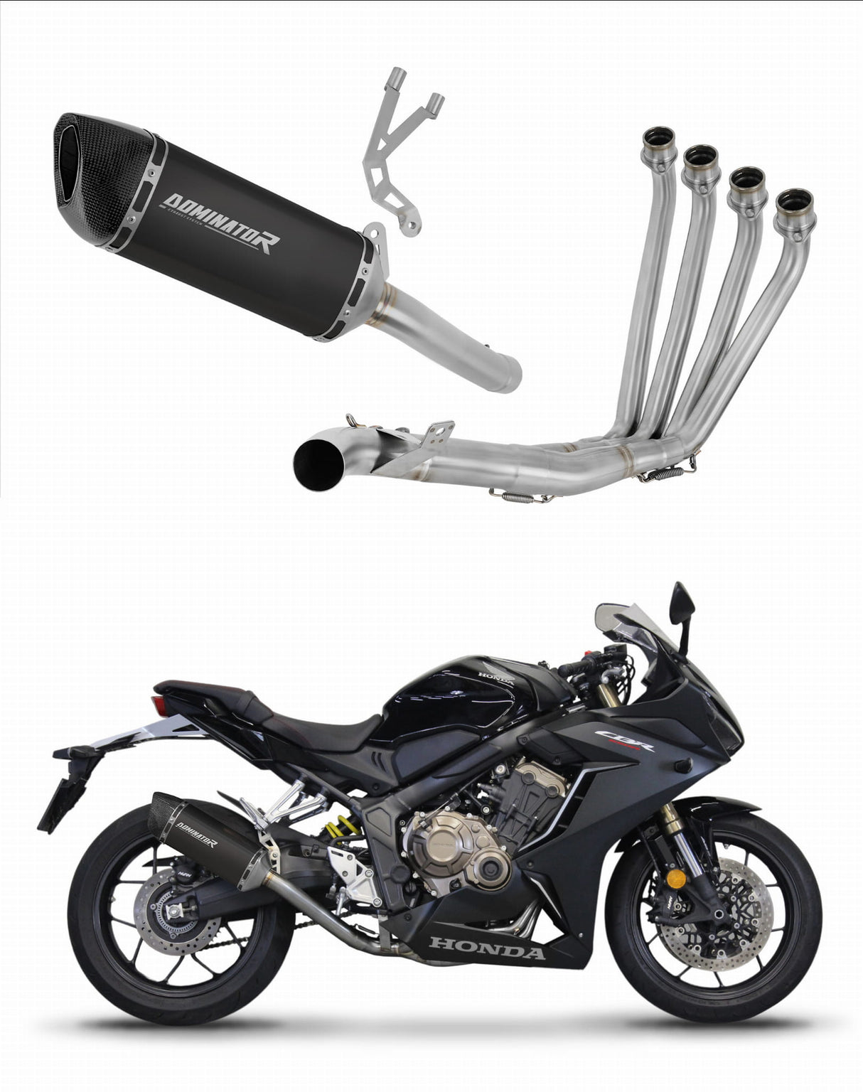 Honda CB 650 R 2019 - 2023 Full Exhaust System Collector Silencer HP6 BLACK + dB killer 20 m.