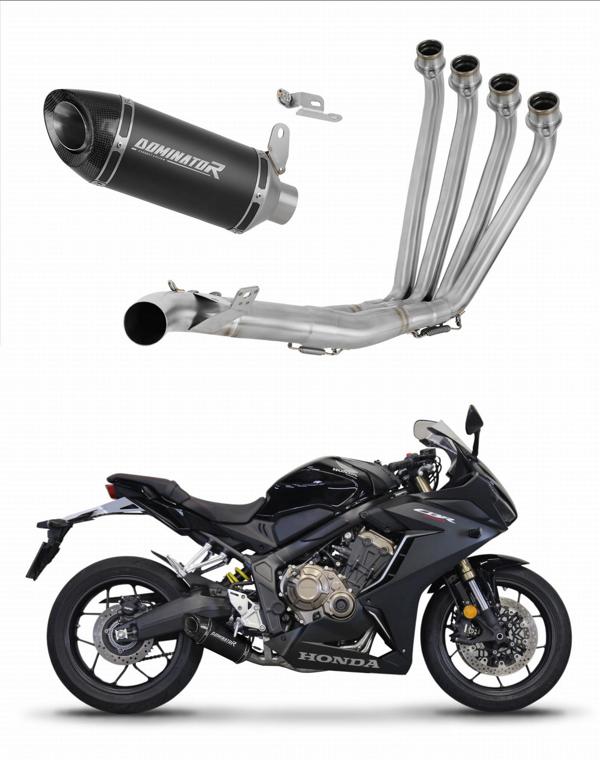 Honda CBR 650 R 2019 - 2023 Full Exhaust System Collector Silencer HP8 BLACK + dB killer 20 m.