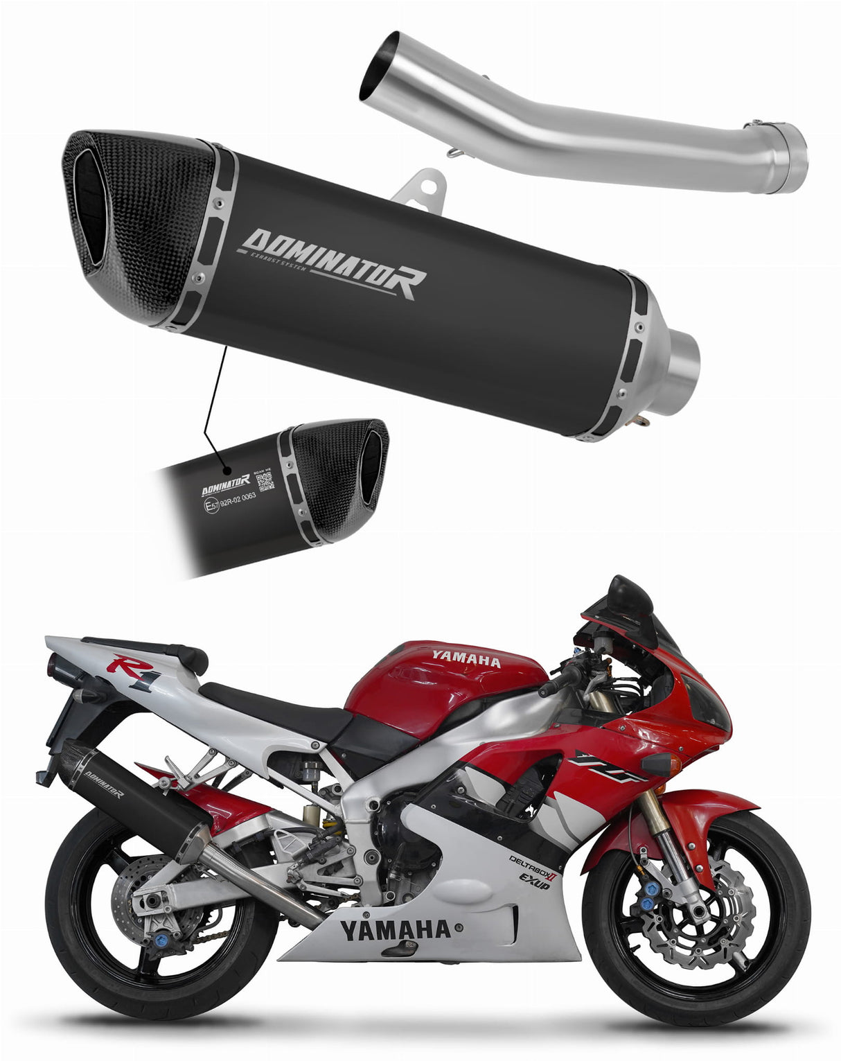 Yamaha YZF R1 1000 RN01 1998 - 1999 EU Approved Exhaust Silencer HP6 BLACK + dB killer 19 m.