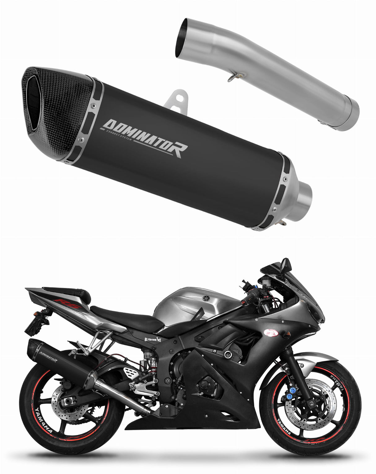 Yamaha YZF R6 2003 - 2005 Exhaust Silencer Muffler HP6 BLACK + dB killer 20 m.
