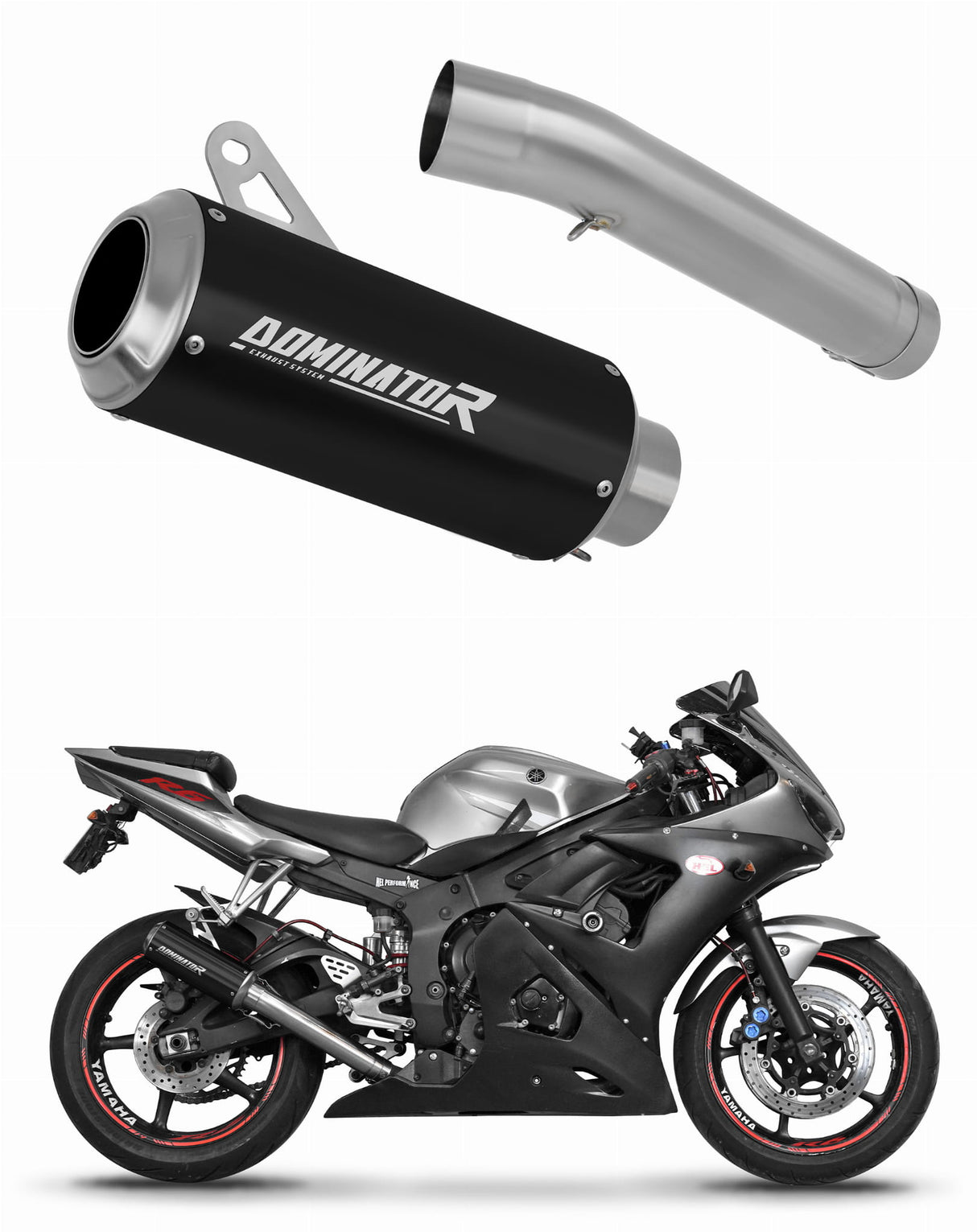 Yamaha YZF R6 2003 - 2005 Exhaust Silencer Muffler GP BLACK + dB killer 20 m.