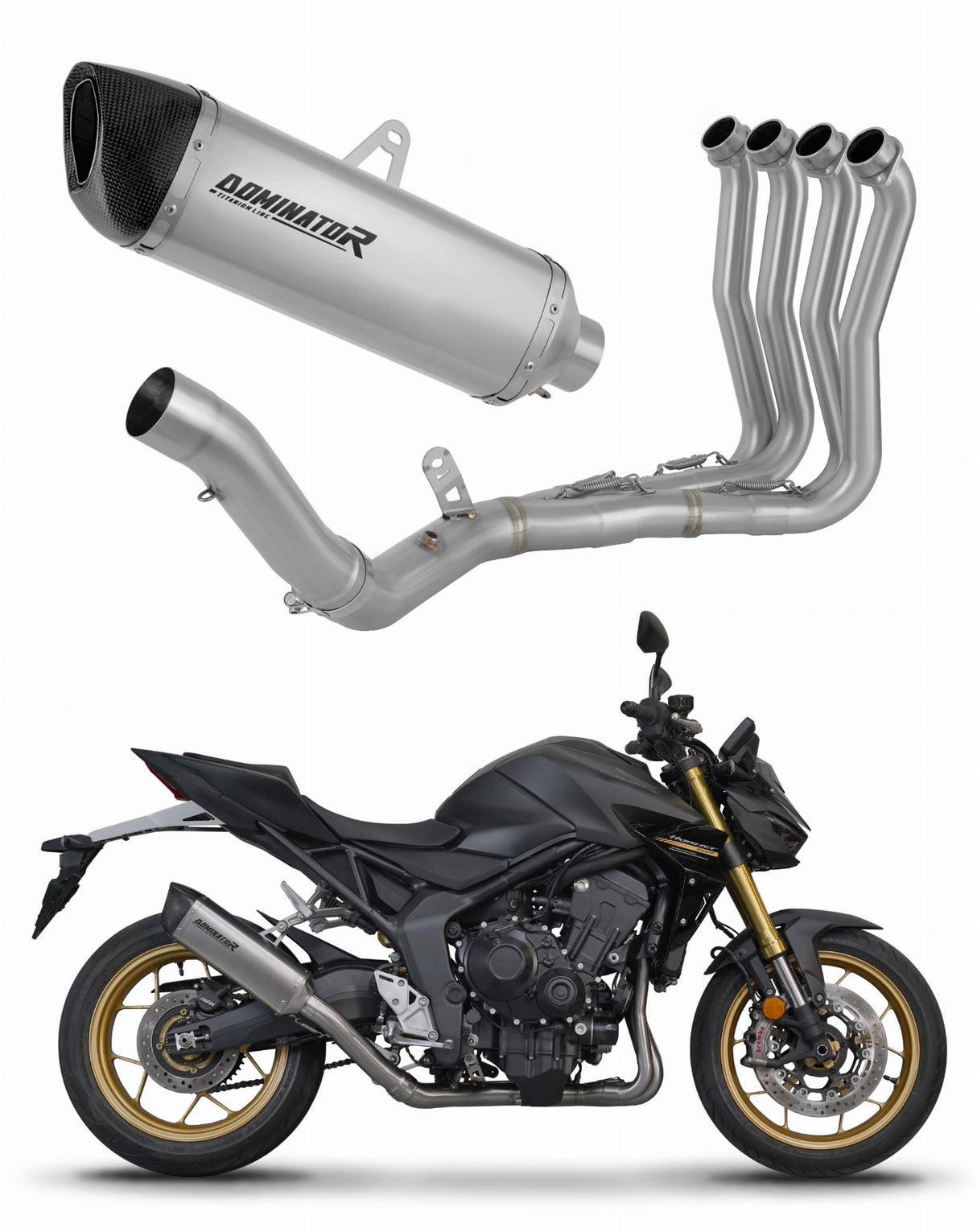 Honda CB 1000 Hornet / SP 2025 Full Exhaust System Collector Silencer Titanium HP6 + dB killer 20 m.