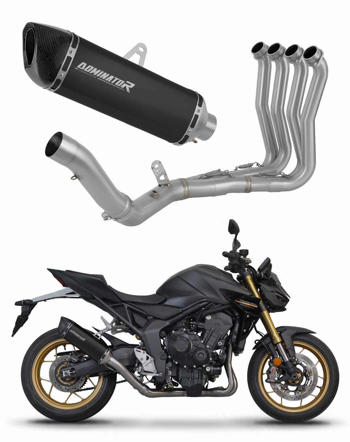 Honda CB 1000 Hornet / SP 2025 Full Exhaust System Collector Silencer HP6 BLACK + dB killer 20 m.