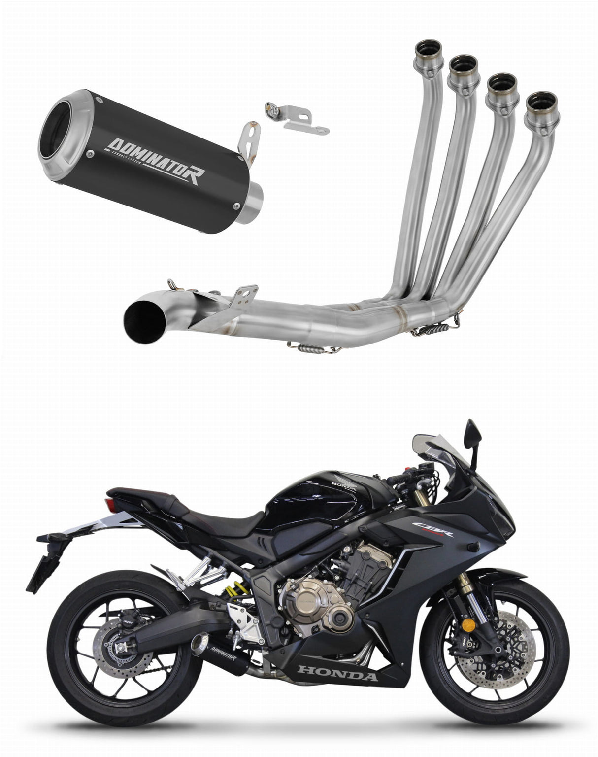 Honda CBR 650 R 2019 - 2023 Full Exhaust System Collector Silencer GP BLACK + dB killer medium 20 m.