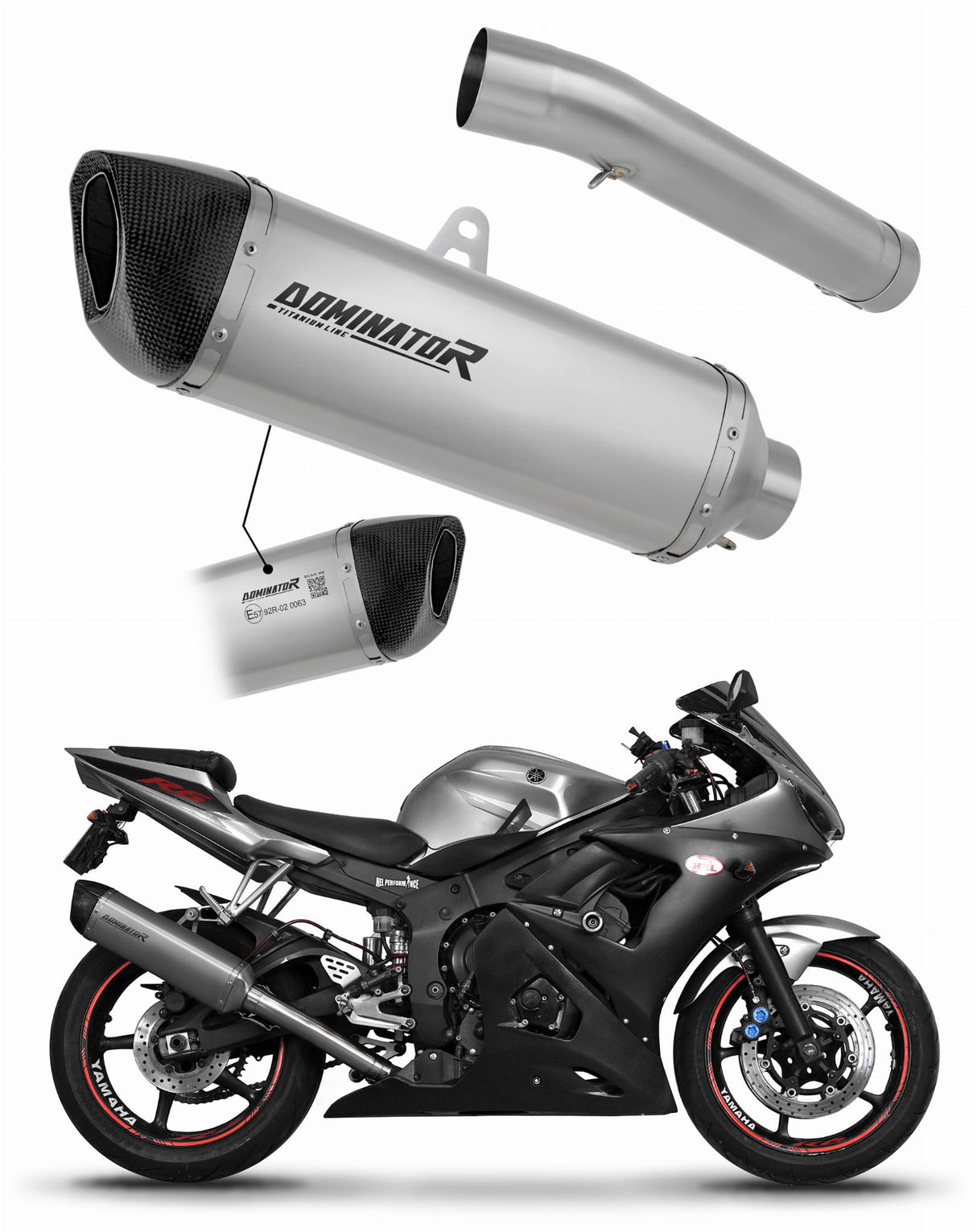 Yamaha YZF R6 2003 - 2005 EU Approved Exhaust Silencer Muffler Titanium HP6 + dB killer 20 m.
