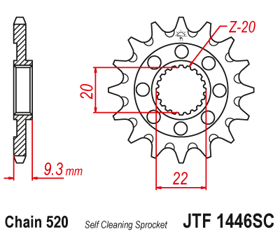 Front sprocket JT JTF1446,14SC