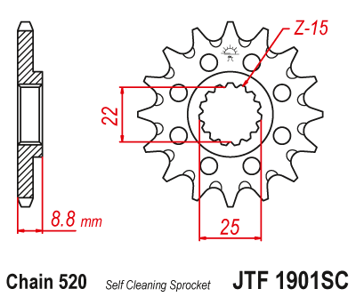 Front sprocket JT JTF1901,15SC