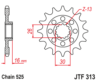 Front sprocket JT JTF313,16