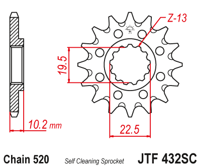 Front sprocket JT JTF432,13SC