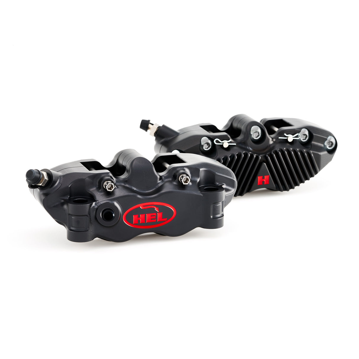 HEL V2 108mm Solid Billet 4 Piston Front Radial Brake Calipers with Finned Back