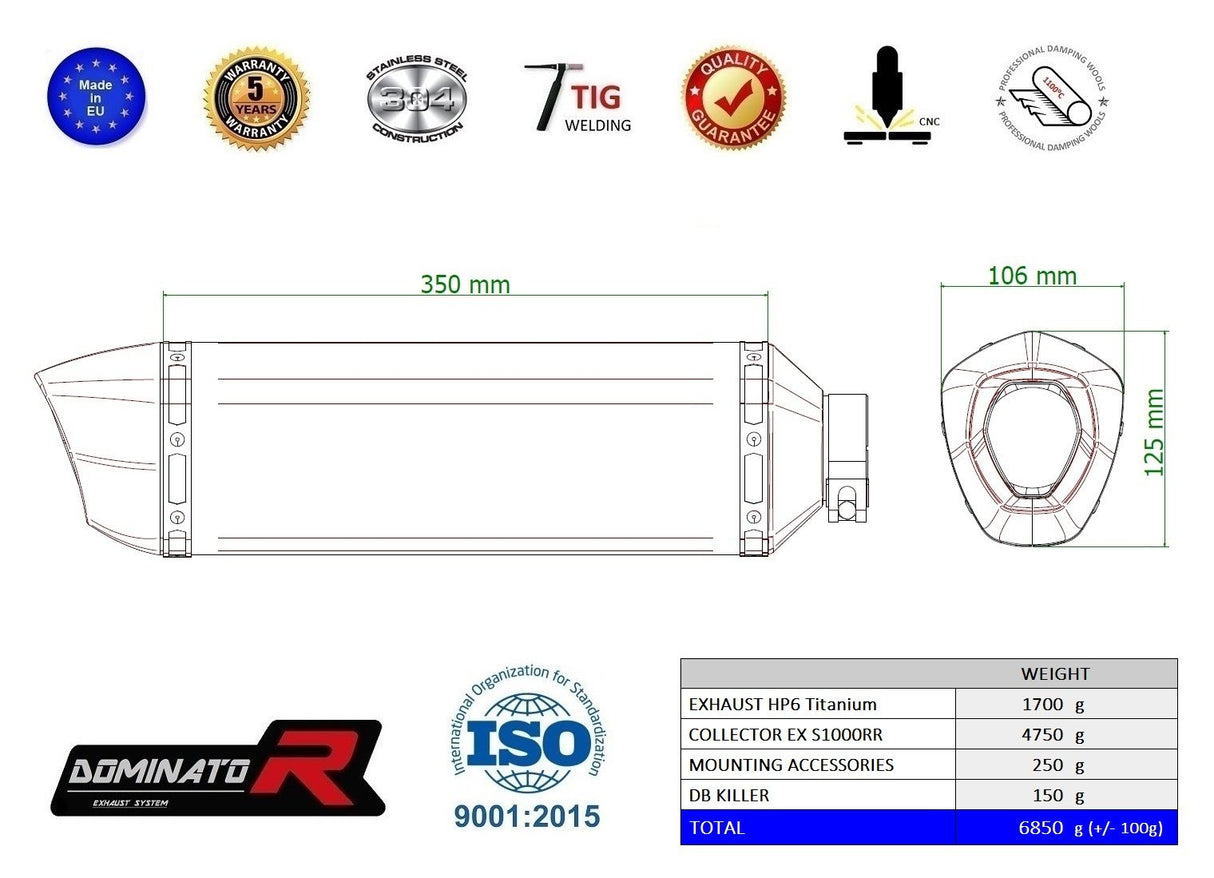 Dominator FULL Exhaust System S1000RR 2019-2023