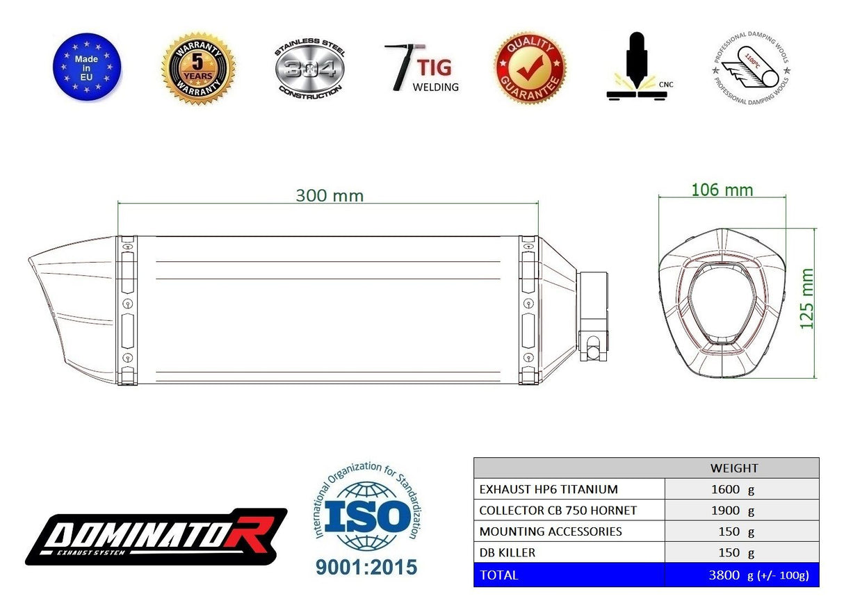 Dominator FULL Exhaust System CB 750 HORNET 2023+