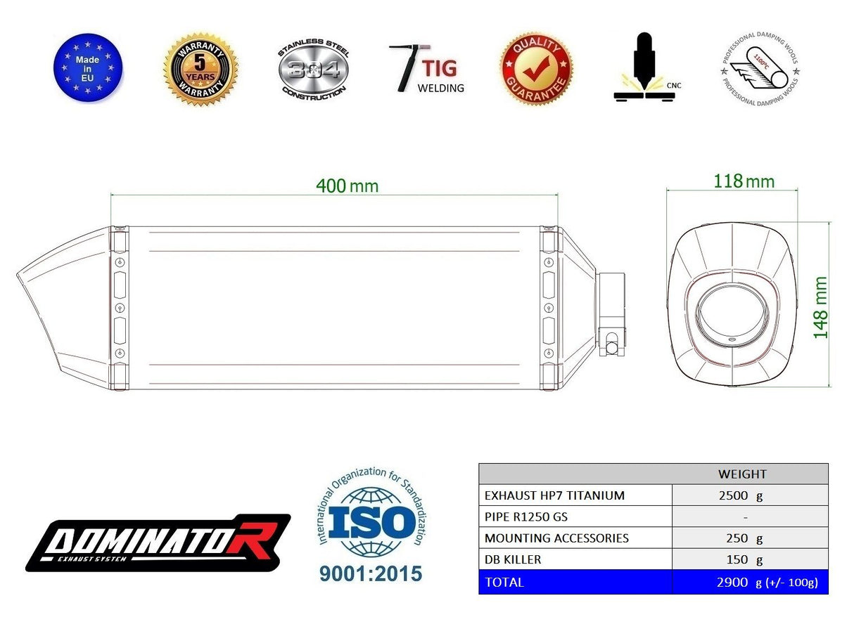 Dominator Exhaust Silencer R1200GS / Adventure 2013 - 2018