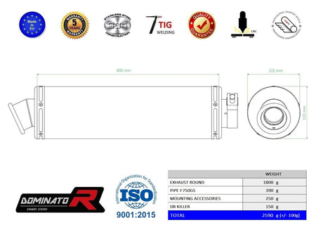 Dominator EU Homologated Exhaust Silencer F750GS 2018 - 2020