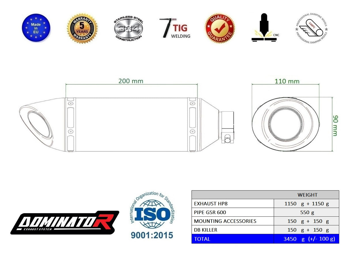 Dominator Exhaust Silencer GSR600 2006-2011