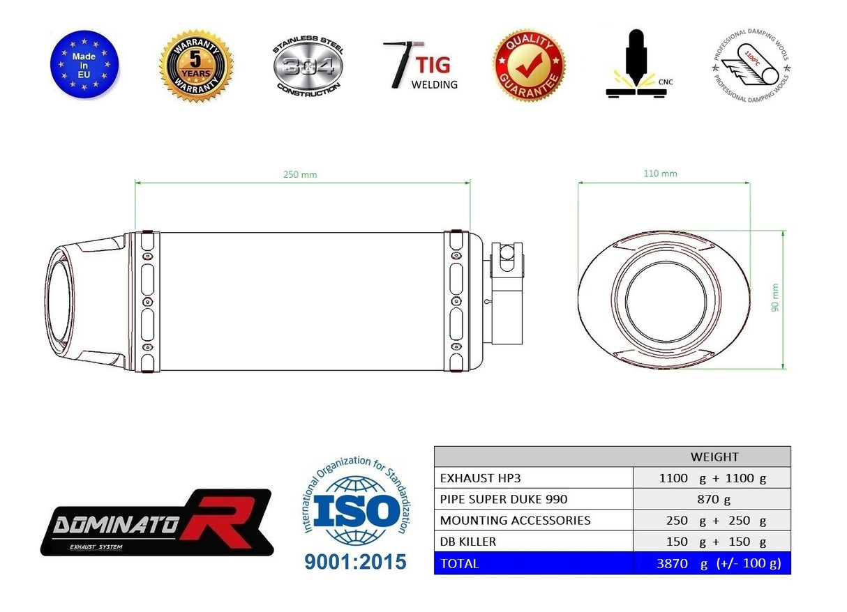 Dominator Exhaust Silencer KTM 990 SUPER DUKE/ R 2005 - 2013