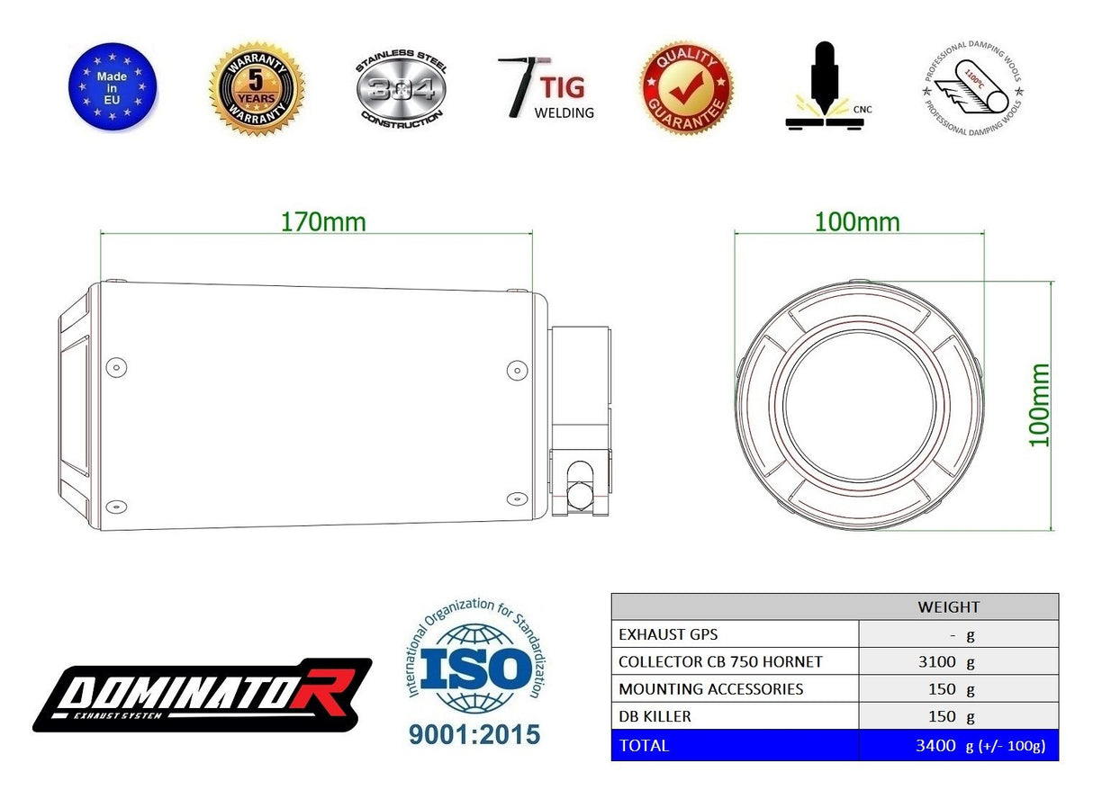 Dominator FULL Exhaust System CB 750 HORNET 2023+