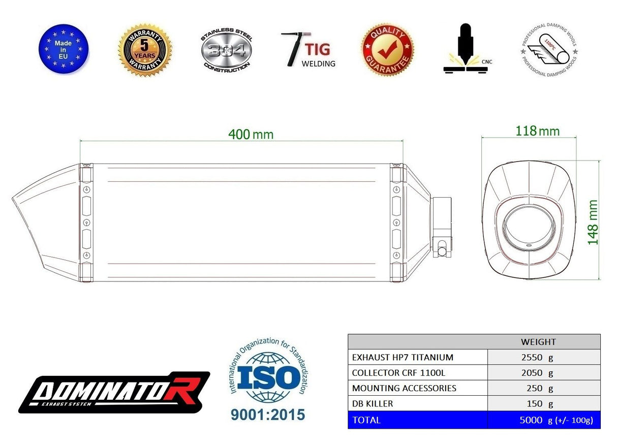 Dominator FULL Exhaust System Honda CRF 1100 L Africa Twin 2020 - 2023