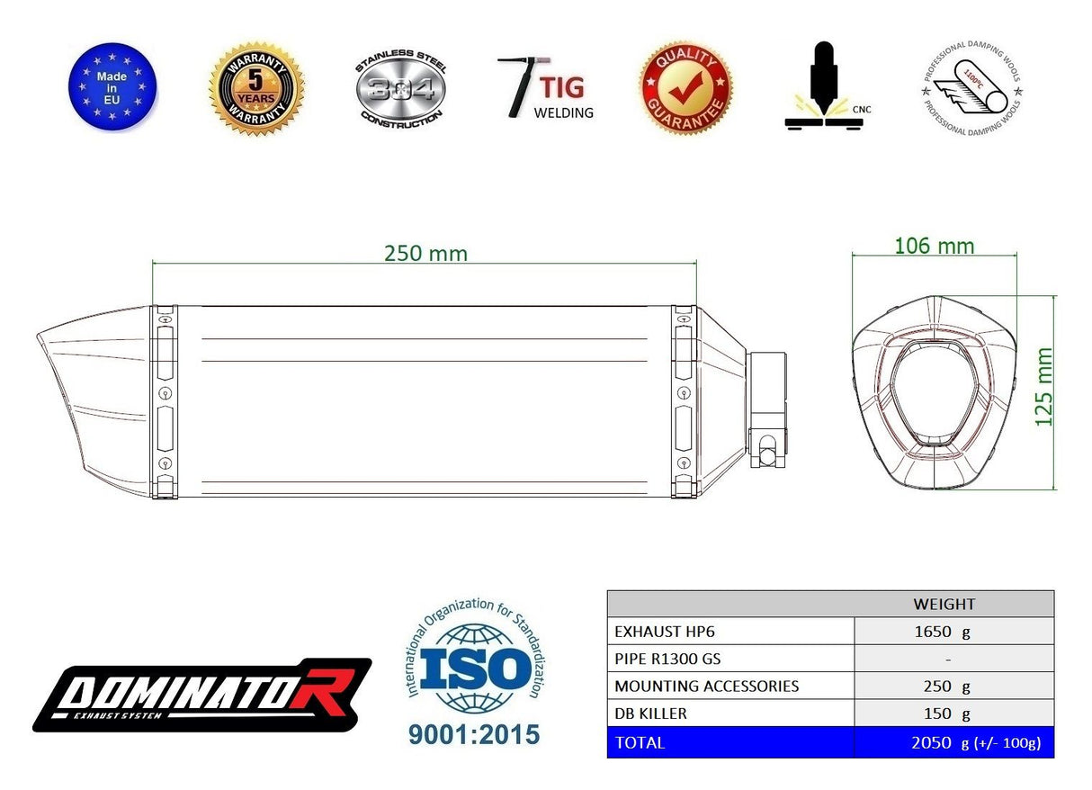 Dominator Exhaust Silencer R1300GS / Adventure 2023-2025