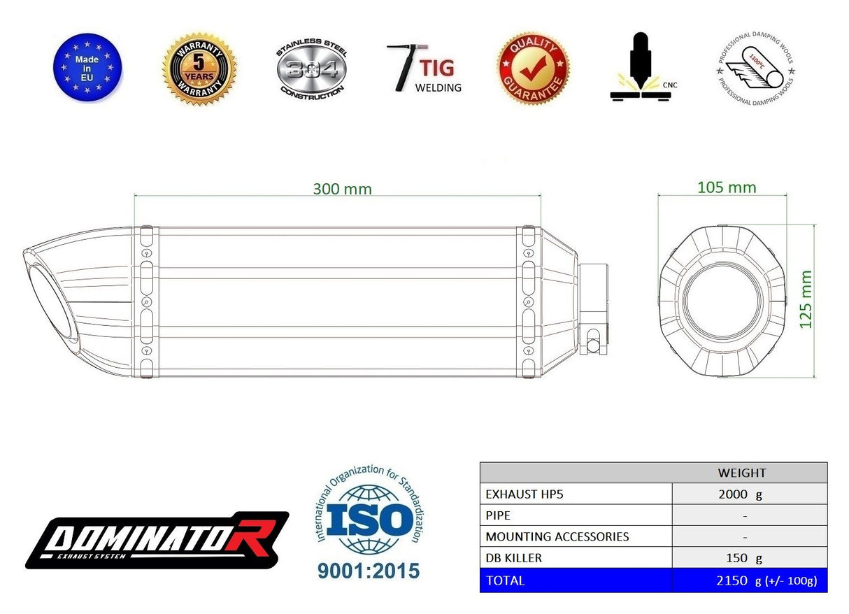 Dominator Exhaust Silencer Hyperstrada 821 2013 - 2015